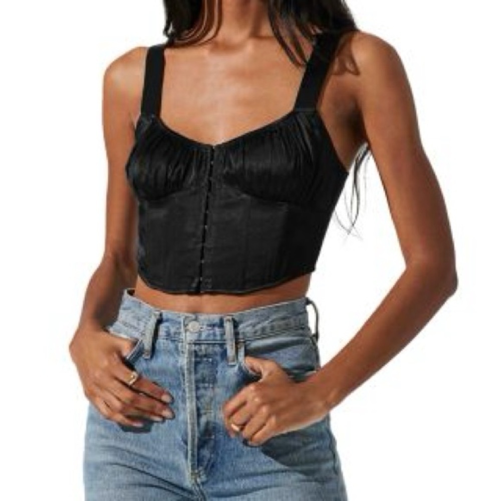 Astr the Label Larinna Bustier Top‎ Crop Large Black MilkMaid dark romantic NWT
